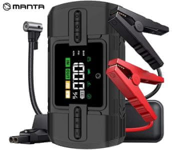 Manta MAJS001AP 4v1 powerbank polnilna in zagonska baterija, kompresor, LED, 12000mAh, 150PSI, 12V, USB-C