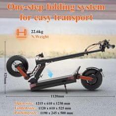 JOYOR Električni skuter S5-Z 600W z baterijo 48V13Ah, dosegom do 55 km, hitrostjo 25 km/h, 10-palčnimi terenskimi pnevmatikami, zložljivo zasnovo, dvojnim vzmetenjem in kolutnimi zavorami za mestno vožnjo