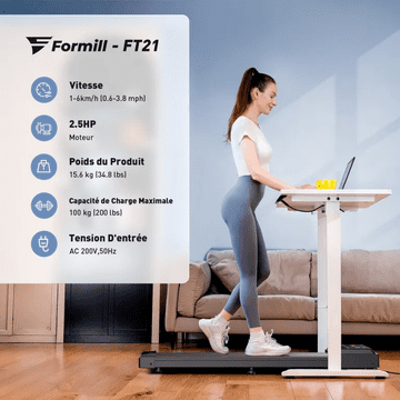 ISCOOTER Električna FT21 tekalna steza s podlogo za hojo - motor 2,5 KM - nastavljiva hitrost 1-6 km/h - največja obremenitev 100 kg - zložljiva in lahka zasnova za domačo uporabo