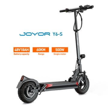 Y6-S 500W Electric Scooter, 48V18Ah Battery, 60km Range, 25km/h, 10-Inch Tires, Mechanical Disc Brakes, Foldable, 19.5kg Lightweight