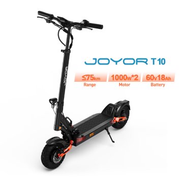 JOYOR T10 Električni skuter z dvojnim motorjem 1000 W - baterija 60 V 18 Ah, doseg 75 km, hitrost 60 km/h, hidravlične zavore, terenska zmogljivost