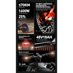 JOYOR Električni skuter T6E 500W, baterija 48V18Ah, doseg 70 km, 10-palčne pnevmatike, hidravlično vzmetenje, nosilnost 148 kg, zložljiva zasnova