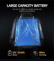 Duotts Električni skuter - 52V 23.4Ah Baterija - Dvojni motor 1200W*2 - Hitrost 65 km/h - Doseg 60 km - Zložljiv - 10" Pnevmatike