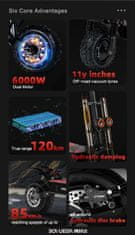 BOYUEDA Električni skuter - 6000W Dual Motor - 60V 38Ah Baterija - 120 km Doseg - 85 km/h - Zložljiv - 11" Terenske Pnevmatike