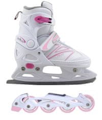 Kubisport Dekliške raztegljive drsalke 2 v 1 z odstranljivim podvozjem, velikost XS (29-32)