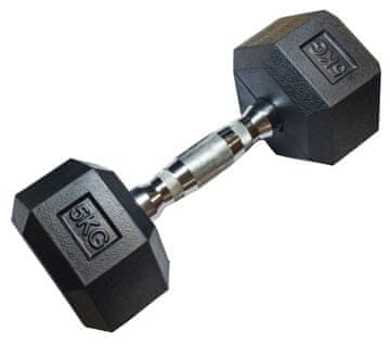 Kubisport Enoročna šesterokotna hanta HEX 5 kg gumirana