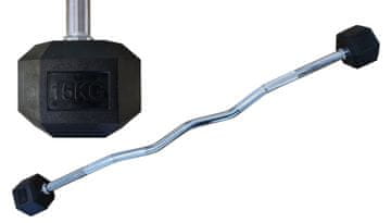 Kubisport Dvostranska šesterokotna hramba HEX 15 kg EZ krivulja gumirana