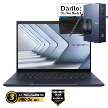 ASUS ExpertBook B5 14" (35,56cm) na dotik WUXGA Core 7 150U 16GB 1TB Windows 11 Pro B5404CVA-WB73D0X + darilo: ASUS dock, torbica, pisalo prenosni računalnik