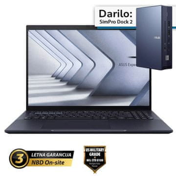 ASUS ExpertBook B5 16" (40,64cm) WQXGA Intel Core 7 150U 32GB 1TB Windows 11 Pro prenosni računalnik + darilo: ASUS dock (B5604CVA-WB75D0X)