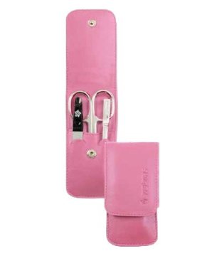 Pfeilring SolingenP Potovalni set za manikuro 3 kosi roza barve