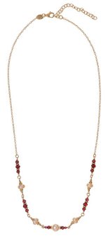 Čudovita pozlačena ogrlica s pravimi biseri in granati AL5179.01.029