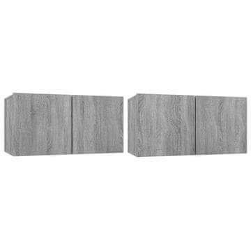 Vidaxl | Komplet TV omaric | 2 szt. Siva 60 x 30 x 30 cm Konstruiran les