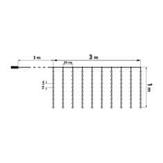 Family LED svetlobna zavesa 3 × 1 m – 100 hladno belih lučk, 8 načinov, IP44 primerna na prostem