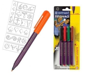 Centropen Markerji za tetoviranje Tattoo - na koži, 4 kosi