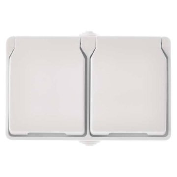 Emos Dvojna vtičnica, IP44, bela