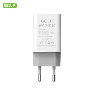 GOLF pametni napajalni adapter 18W, hitro polnjenje 3.0, bel
