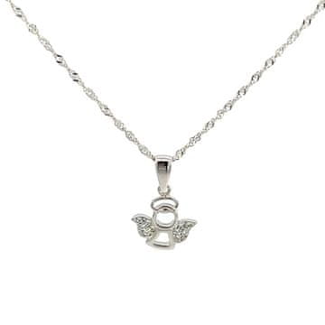 ZLATARSTVO TONKO Zlata verižica z angelom iz belega zlata – popolno darilo za sveti krst