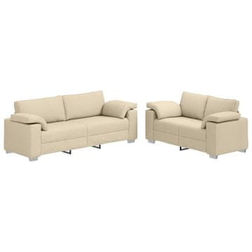 Vidaxl Kavčna garnitura 2 pcs krema 219 x 77 x 82 cm blago