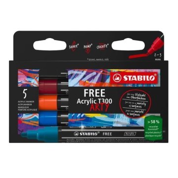 Stabilo Akrilni marker FREE Acrylic URBAN, 5 kosov