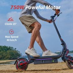 ISCOOTER W8 Električni skuter - 9.3 palčne off-road pnevmatike - 48V 14Ah baterija - 750W motor - Doseg 45 km - Več vrst zavor