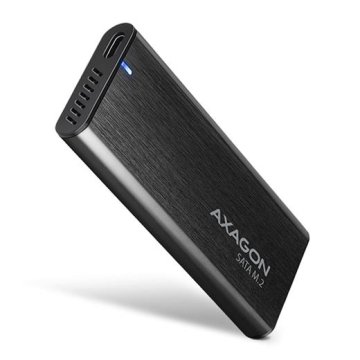 AXAGON Zunanja škatla EEM2-SBC, USB-C 3.2 Gen 2 - M.2 SATA SSD kovinska škatla RAW, brez vijakov