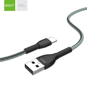GOLF tekstilni podatkovni kabel USB-C 1 m, 3 A, siv