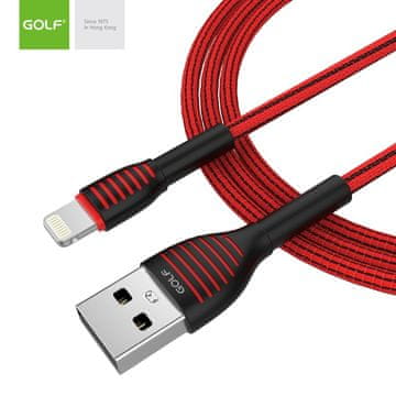 GOLF tekstilni podatkovni kabel Lightning (Apple) 1 m, 3 A, rdeč