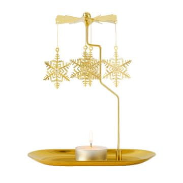 LIVEFY svečnik s vrtiljakom Snowflake, zlat