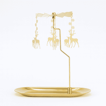 LIVEFY svečnik s vrtiljakom Reindeer, zlat