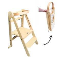 Leseni ZLOŽLJIVI POMAGALČEK | Otroški kuhinjski pomagalček | Otroška stopnjička | Montessori pomagalček za kuhinjo, kopalnico in igro