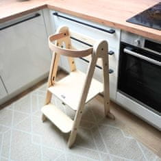Leseni ZLOŽLJIVI POMAGALČEK | Otroški kuhinjski pomagalček | Otroška stopnjička | Montessori pomagalček za kuhinjo, kopalnico in igro