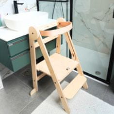 Leseni ZLOŽLJIVI POMAGALČEK | Otroški kuhinjski pomagalček | Otroška stopnjička | Montessori pomagalček za kuhinjo, kopalnico in igro