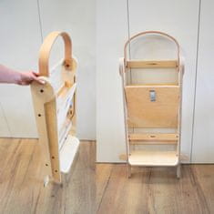 Leseni ZLOŽLJIVI POMAGALČEK | Otroški kuhinjski pomagalček | Otroška stopnjička | Montessori pomagalček za kuhinjo, kopalnico in igro