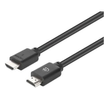 Manhattan High Speed HDMI (M/M) 4K 60Hz 22,5m z Ethernet pozlačen črn kabel