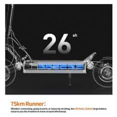 JOYOR Električni skuter S8-S-Z z dvojnim motorjem 600 W, baterija 48 V 26 Ah, doseg 80 km, 10-palčne terenske pnevmatike, hidravlične zavore, nastavljiva hitrost 25km/h, zložljiv
