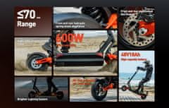 JOYOR Električni skuter T6 600 W, baterija 48 V 18 Ah, največji doseg 70 km, 10-palčne pnevmatike, hidravlično vzmetenje, nastavljiva hitrost, zložljiva zasnova