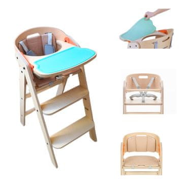 Stol za hranjenje 2v1 | OTROŠKI STOL ZA HRANJENJE | Zložljivi stol za hranjenje | Lesen stol za hranjenjenje s snemljivim in pralnim pladnjem