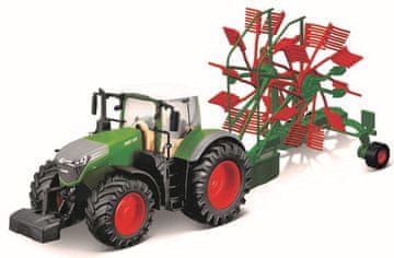 BBurago Farm 10cm Traktor Fendt 1050 Vario z vrtinčastimi grablji