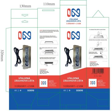 IN Nagibna letev IN 553010, 3 vtičnice + 2 USB