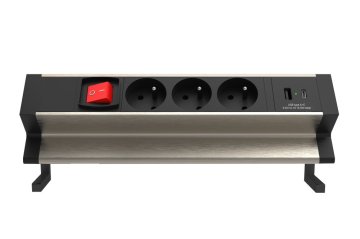 IN Namizna vtičnica IN 553047, 3 vtičnice, USB A+C, stikalo