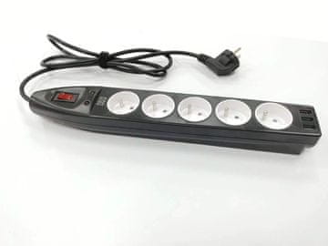 IN IN 553051 Prenapetostna zaščita s 5 vtičnicami in 3 USB