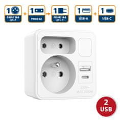 Velamp VELAMP vtičnica ADAT-FR-12 z USB-A+C in svetilko