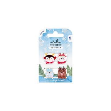 Invisibobble Sponke za lase Clipstar Kids Cozy Snowy Friends, 4 kosi