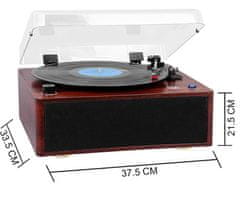 Trevi TT 1030 BT gramofon, 30 W, 33/45/78 rpm, leseno ohišje, rjavo-črn