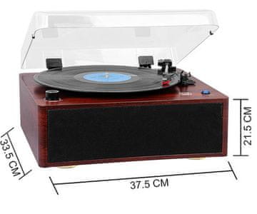 Trevi TT 1030 BT gramofon, 30 W, 33/45/78 rpm, leseno ohišje, rjavo-črn