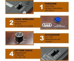 Trevi TT 1030 BT gramofon, 30 W, 33/45/78 rpm, leseno ohišje, rjavo-črn