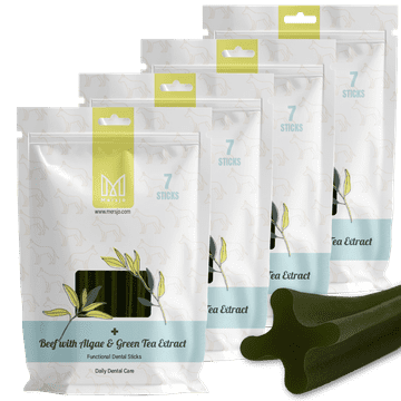 Mersjo Zobni priboljšek za pse - govedina z algami in izvlečkom zelenega čaja (28 palčk)