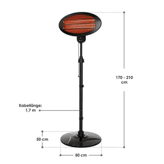BUSCHBECK Infrardeči grelec za teraso – 2000W, črn 