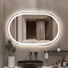 S6 Steklarstvo Šest LED ogledalo S612A , 100x60cm, ovalno kopalniško LED ogledalo, 3 barve LED, dimmer, antifog