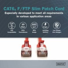 Digitus patch slim FTP CAT.6A 5m rdeč